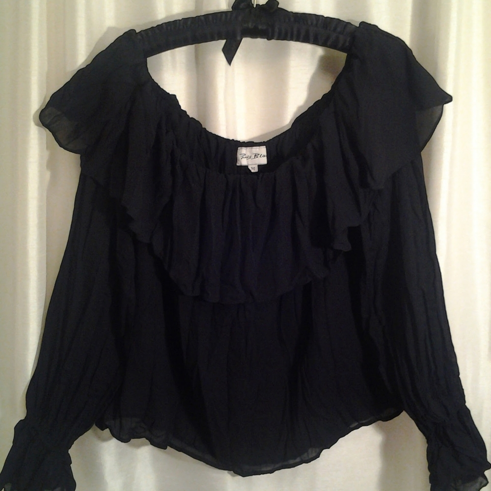 PARIS BLUES OFF THE SHOULDER BLACK TOP SEXY MEDIUM